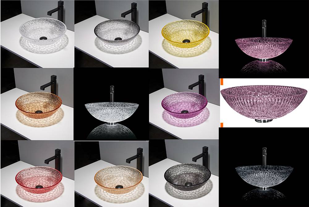 Round Hotel Crystal Wash Basins 130mm Artistic Glass Vessel Sink Bowl For Home Bathroom